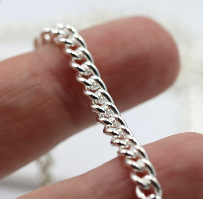 Sterling Silver 925 4mm Round Kerb Curb Chain Chain Necklace 60cm 28 grams