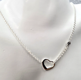 Sterling Silver Open Heart Pendant with Cubic Zirconia Chain Necklace *Free post