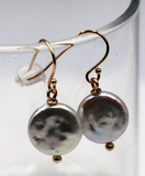 Sterling Silver (Gold Plated Rose Gold) 13mm Coin Pearl Ball Earrings-Free post