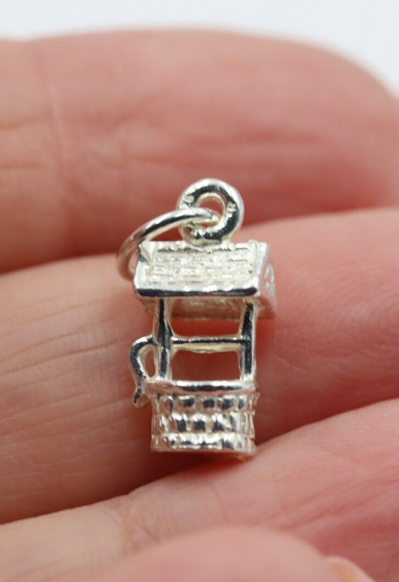 Genuine Sterling Silver 925 Small 3D Wishing Well Charm