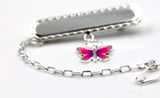 Sterling Silver 925 Pink Butterfly Pink Enamel Baby Brooch* Free laser engraving