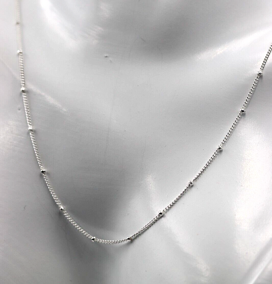 Genuine Sterling Silver 925 Ball Chain Necklace 45cm