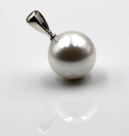 Genuine Sterling Silver 925 14mm Freshwater Shell Pearl Pendant