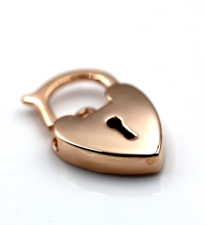 Genuine New 15mm 9ct Yellow, Rose or White Gold Plain Heart Pendant Padlock