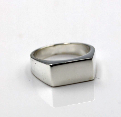 Genuine Sterling Silver 925 Rectangular Signet Ring 14mm x 7mm-  In your ring size