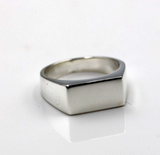 Genuine Sterling Silver 925 Rectangular Signet Ring 14mm x 7mm-  In your ring size