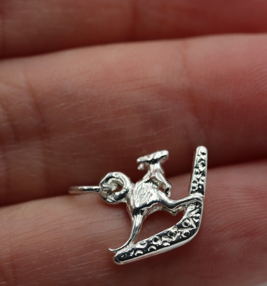 Sterling Silver 925 Kangaroo and Boomerang Australian Charm Pendant