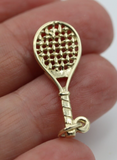 Genuine New 9ct Yellow Gold Tennis Racquet Charm or Pendant