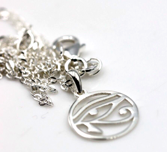 Genuine Sterling Silver 925 Round 'Eye of Horus' Pendant and Chain