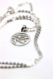 Genuine Sterling Silver 925 Round 'Eye of Horus' Pendant and Chain - Free post