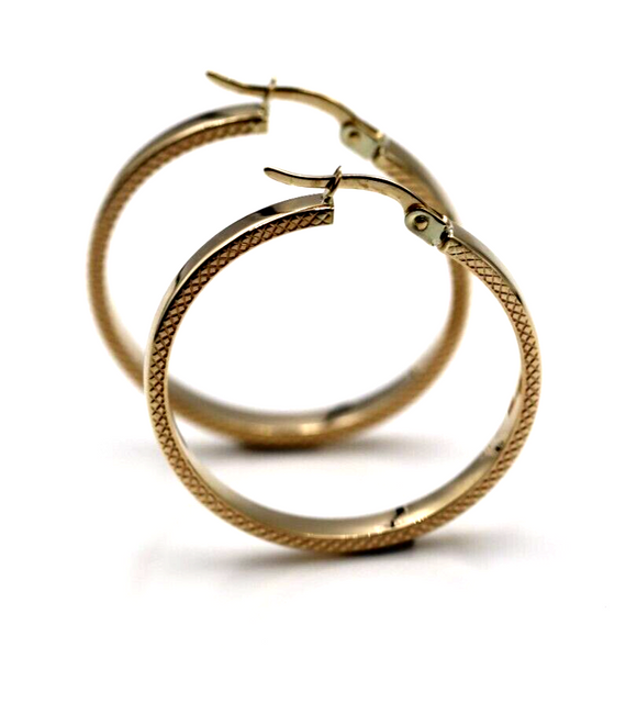 Kaedesigns New 9ct Yellow Gold 28mm Etched Hollow Hoop Earrings - Free post