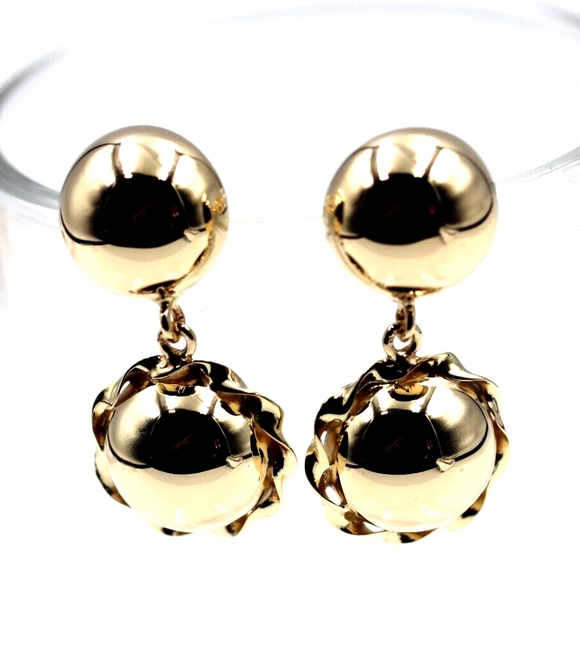 Genuine New 9ct Yellow, Rose or White Gold Double Ball Fancy Drop Half Ball Stud Earrings