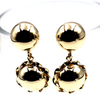 Genuine New 9ct Yellow, Rose or White Gold Double Ball Fancy Drop Half Ball Stud Earrings