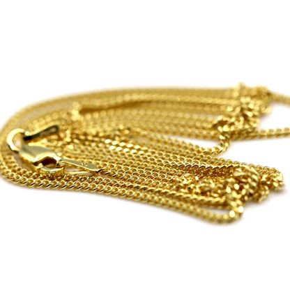 Sterling Silver 925 Yellow Gold Triple Plated Curb Kerb 1mm Chain Necklace