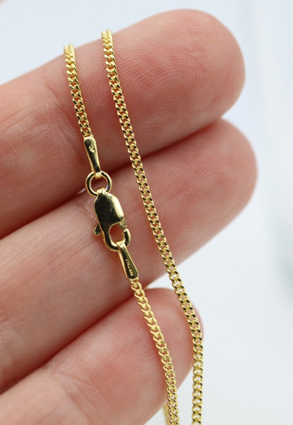 Sterling Silver 925 Yellow Gold Triple Plated Curb Kerb 1mm Chain Necklace