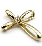 Genuine Solid 18ct 18kt 750 Yellow, Rose or White Gold 10pt Diamond Fancy Modern Cross Pendant