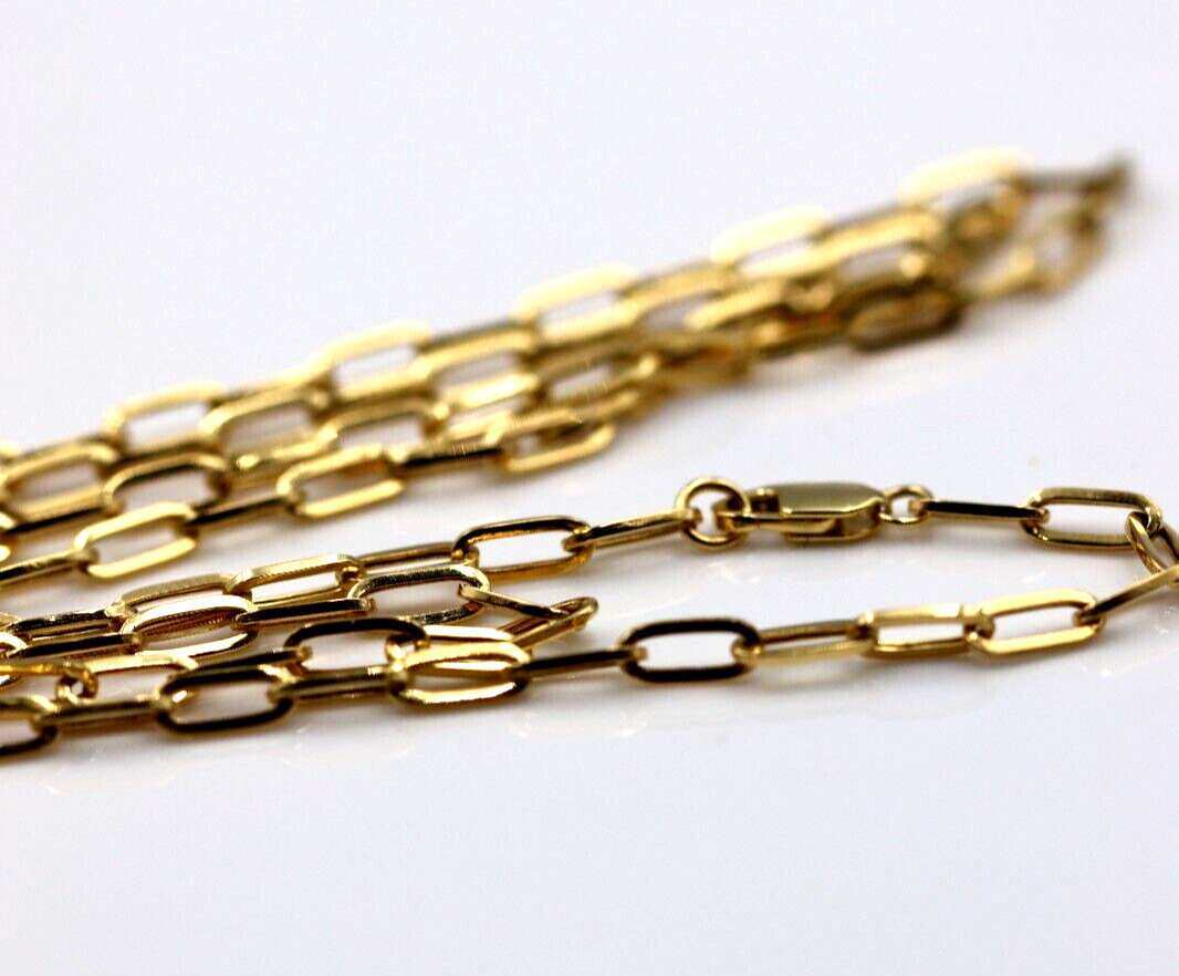 Genuine 60cm 18ct 750 Yellow Gold Paper Clip Chain Necklace -Free express post