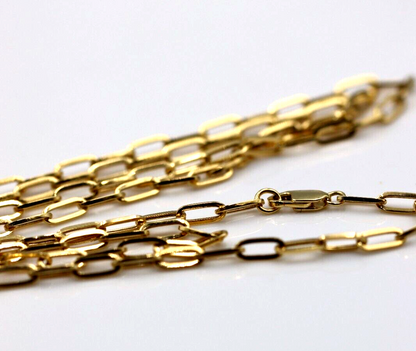 Genuine 60cm 18ct 750 Yellow Gold Paper Clip Chain Necklace -Free express post