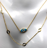 18ct 750 Gold Yellow Gold Staker Greek Eye Necklace Chain 3.49g - Free Post