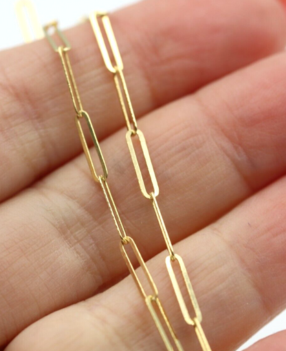 Genuine 50cm 18ct 750 Yellow Gold Paper Clip Chain Necklace -Free express post