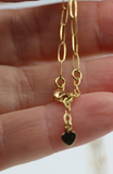 46cm 18ct 750 Yellow Gold Paper Clip + Ball Chain Necklace Stackable -Free post