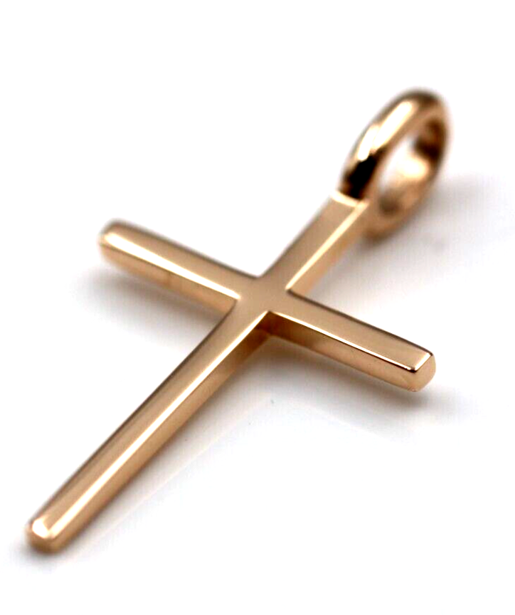 Genuine Solid New 9ct 9K Yellow, Rose or White Gold Thin Plain Cross Pendant