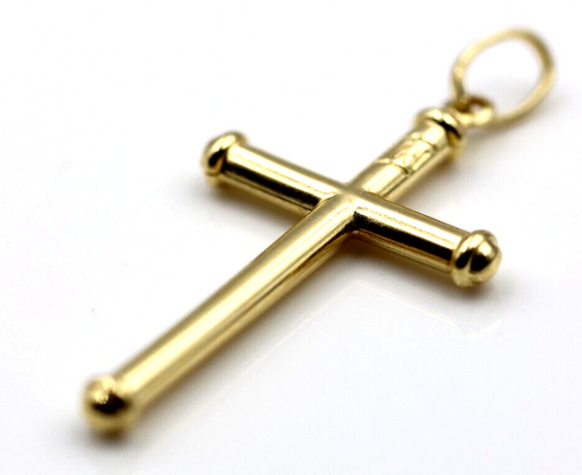 Genuine 18ct 18kt 750 Yellow Gold Hollow Cross Pendant -Free Express Post