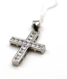 Cubic Zirconia Sterling Silver Cross Pendant + Necklace Chain - Free Post In Oz