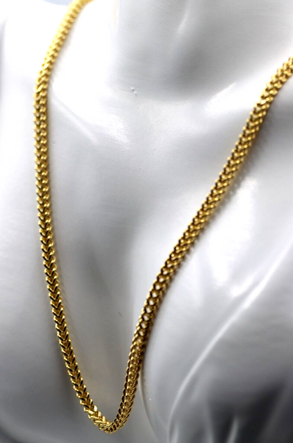 55cm 18ct 750 Yellow Gold Victorian Guard Wheat Spiga Link Chain Necklace-Free post