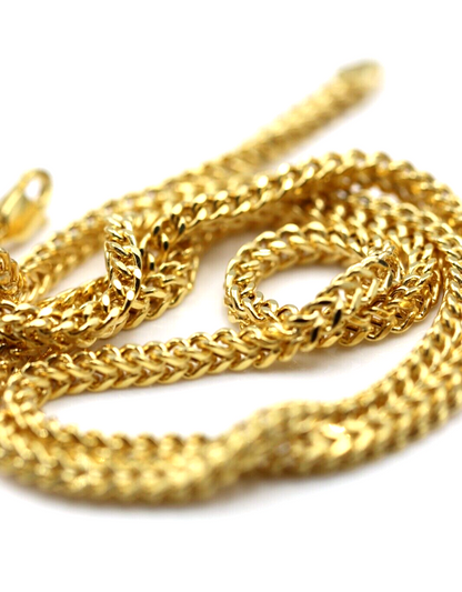 55cm 18ct 750 Yellow Gold Victorian Guard Wheat Spiga Link Chain Necklace-Free post