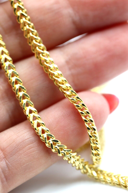 55cm 18ct 750 Yellow Gold Victorian Guard Wheat Spiga Link Chain Necklace-Free post