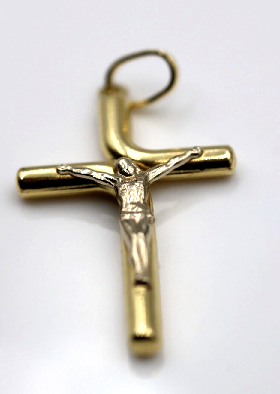 Genuine 18ct 18kt 750 Yellow Gold Hollow Crucifix Cross Pendant