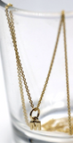 9ct Yellow or Rose Gold 58cm Ladies Slider Heart Necklace Chain + Small Initial M Charm