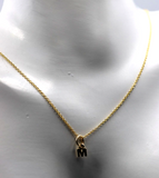 9ct Yellow or Rose Gold 58cm Ladies Slider Heart Necklace Chain + Small Initial M Charm