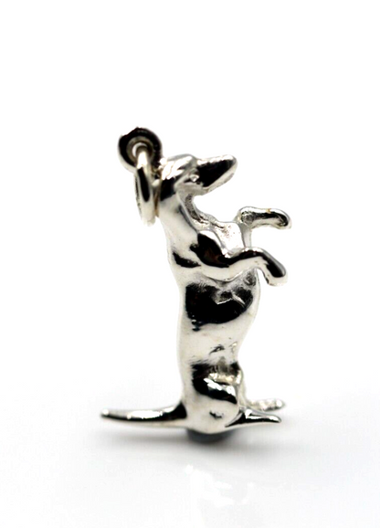 Genuine Sterling Silver Solid 925 Dachshund Sausage Dog Pendant / Charm