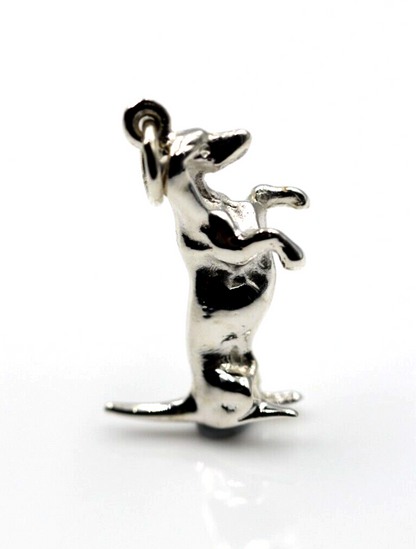 Genuine Sterling Silver Solid 925 Dachshund Sausage Dog Pendant / Charm