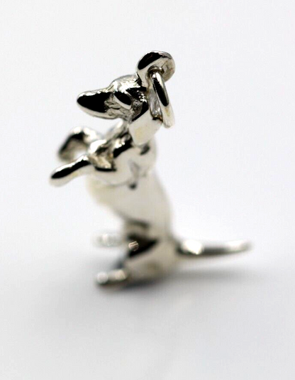 Genuine Sterling Silver Solid 925 Dachshund Sausage Dog Pendant / Charm