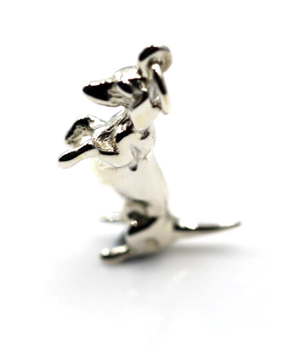 Genuine Sterling Silver Solid 925 Dachshund Sausage Dog Pendant / Charm