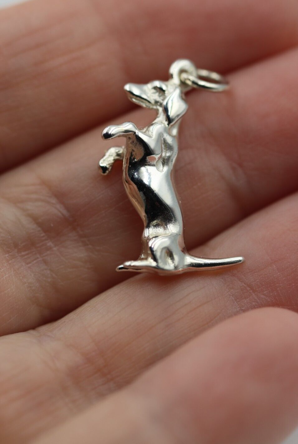 Genuine Sterling Silver Solid 925 Dachshund Sausage Dog Pendant / Charm