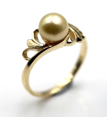 Size N Genuine New 9ct Yellow Gold 7mm Pearl Ring *Free Express Post In Oz