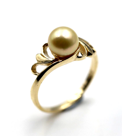 Size N Genuine New 9ct Yellow Gold 7mm Pearl Ring *Free Express Post In Oz