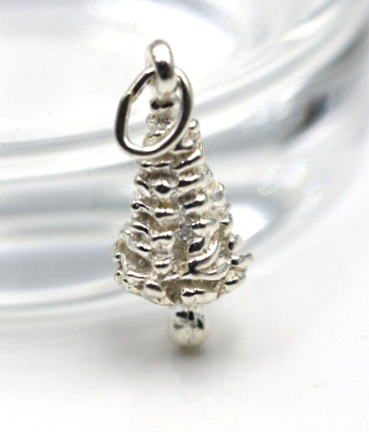 Genuine Sterling Silver 925 Christmas Tree 3D Pendant Or Charm