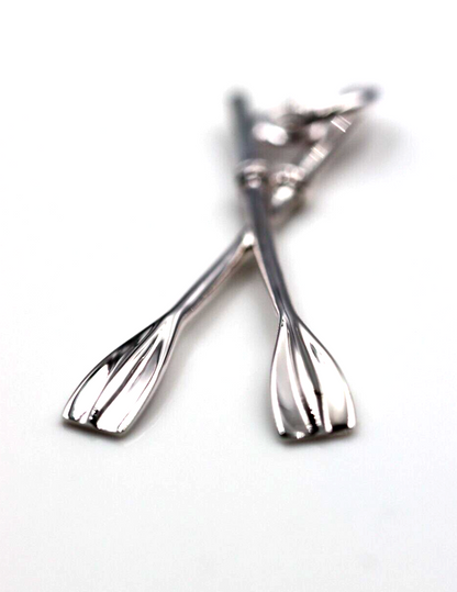 Sterling Silver 925 Crossed Oars Paddles Rowing Charm Pendant