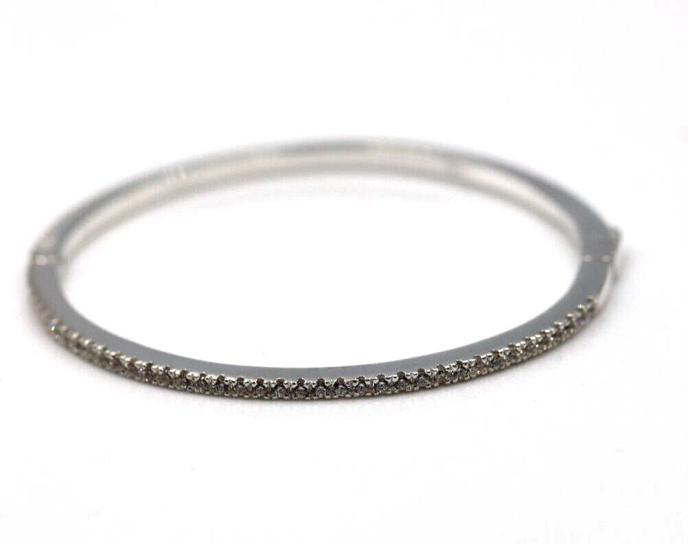 Sterling Silver 2.8mm Cubic Zirconia Bangle 54x48mm inside diameter - Free Post