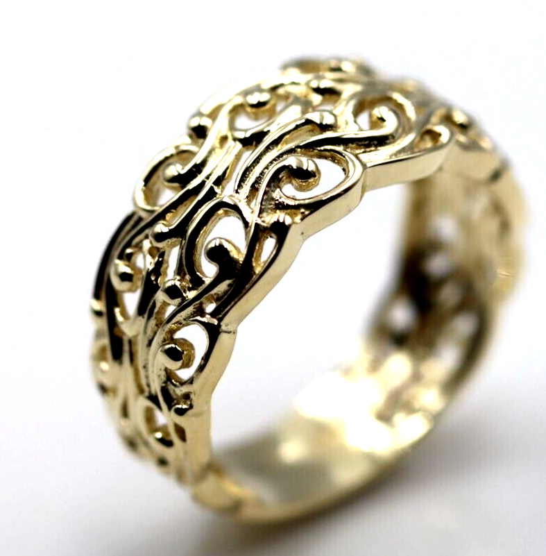 Kaedesigns New Genuine Size P 9ct Yellow, Rose or White Gold Wide Flower Filigree Ring