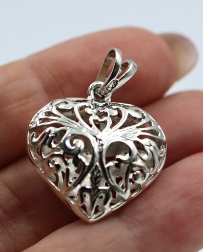 Kaedesigns Genuine New Sterling Silver Filigree Heart Pendant