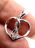 Sterling Silver 925 CZ Infinity Symbol in a Heart Pendant - Free Express Post