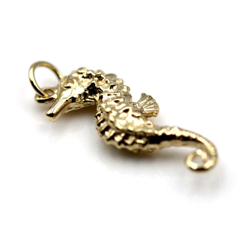 Kaedesigns, Genuine 9ct Yellow Or Rose Or White Gold Or Silver 3D Seahorse Charm