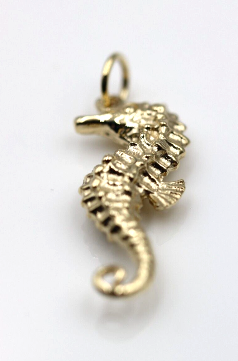 Kaedesigns, Genuine 9ct Yellow Or Rose Or White Gold Or Silver 3D Seahorse Charm