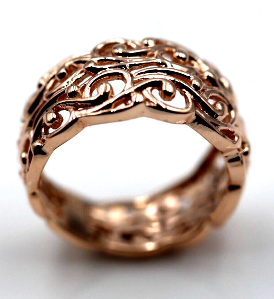 Kaedesigns New 9ct 375 Wide Rose Gold Wide Flower Filigree Ring - Choose your size